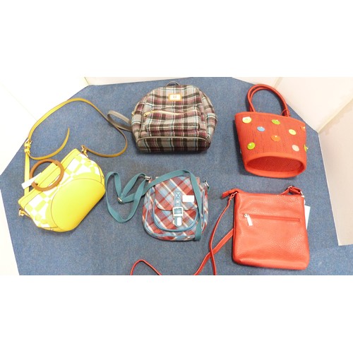 242 - Five handbags to include Ness, Lisa Kay, Strathurie etc.
