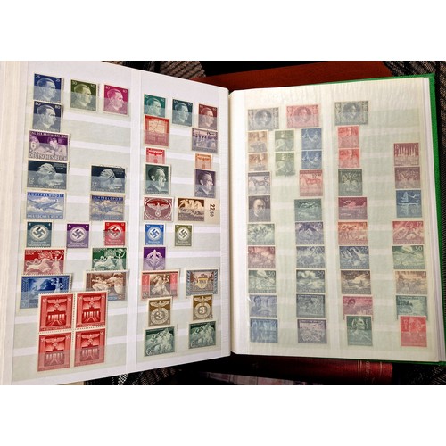 347 - Assorted world and historical stamps to include mostly German, Third Reich etc, George VI stamp albu... 