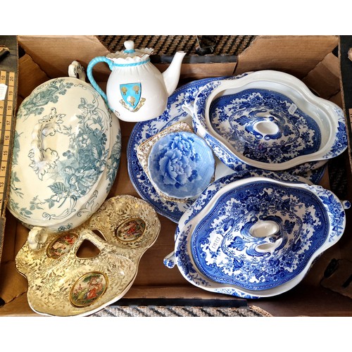 360 - Tureens and covers, small 'Cheshire' teapot, various plates, etc