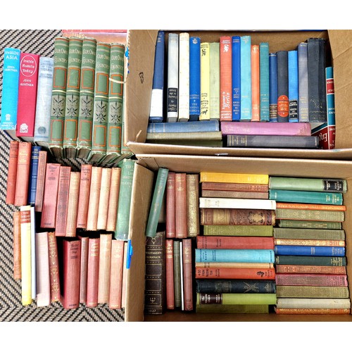 374 - Two boxes of assorted books including Sir Walter Scott, Koran, Sir Anthony Eden memoirs, Rikki Fulto... 