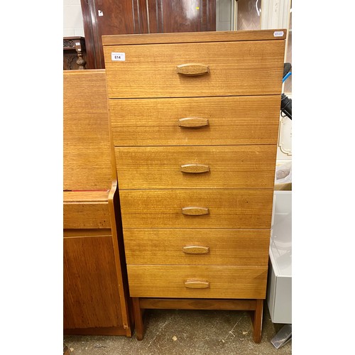 614 - c.1950s G Plan mid century six drawer tallboy