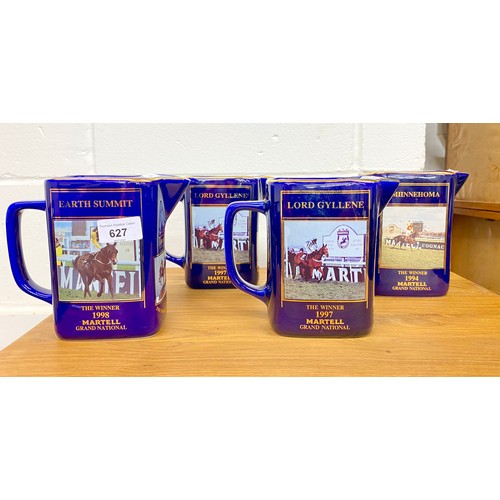 627 - Four Martell Cognac Grand National water jugs, 1994, 2 x 1997 and 1998