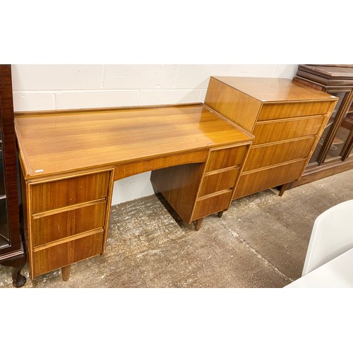 633 - Elders four drawer mid century style chest and pedestal dressing table