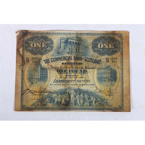 490 - THE COMMERCIAL BANK OF SCOTLAND LIMITED one pound £1 banknote 2nd January 1918, Mackay and Rid... 