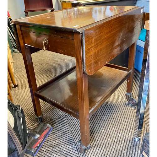 482 - Mahogany drop leaf tea trolley, 74cm high