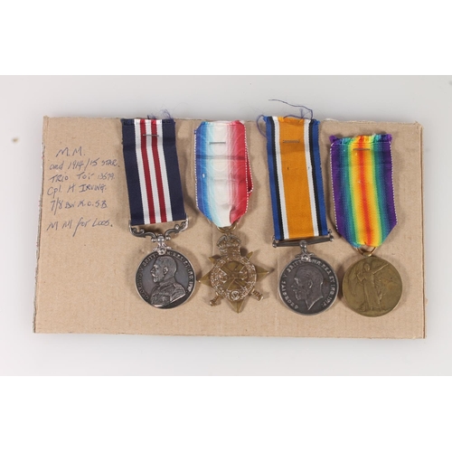 1122 - Medals of 13579 Corporal H Irving of the 7th/8th Battalion Kings Own Scottish Borderers KOSB compris... 