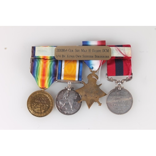 1134 - Medals of 7499 200854 Colour Sergeant Major H Elliot of the 1st/4th Battalion Kings Own Scottish Bor... 