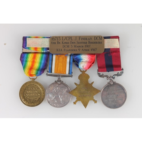 1135 - Medals of 16713 Lance Corporal J Findlay of the 6th Battalion Kings Own Scottish Borderers comprisin... 