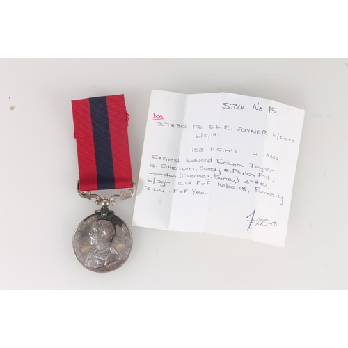 1138 - Medal of 27830 Lance Sergeant Ernest Edward Edwin Joyner of the 6th Battalion Kings Own Scottish Bor... 