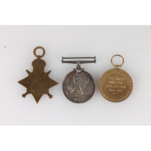 1141 - Medals of 16577 Private A Reeve of the 7th Battalion Norfolk Regiment, killed in action KIA 30th Nov... 