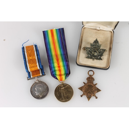 1144 - Medals of 110172 Private J Fotheringham of the 5th Canadian Mounted Rifles comprising 1914-15 star [... 