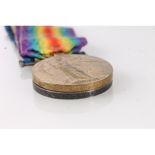 1146 - Medals of 203050 Private D G Campbell of the Scottish Rifles (Cameronians) comprising WWI war medal ... 