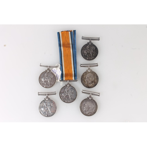 1160 - Six WWI war medals to Scottish regiments Gordon Highlanders, Seaforth Highlanders, Royal Scots Fusil... 