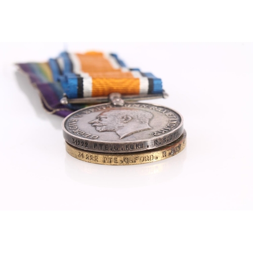 1393 - Medals of 31222 Private G Ford of the Royal Scots comprising WWI war medal and victory medal [31222 ... 