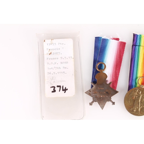 1399 - Medals of 13455 Private FRANCIS Elliott of the 7th Battalion Kings Own Scottish Borderers KOSB who w... 