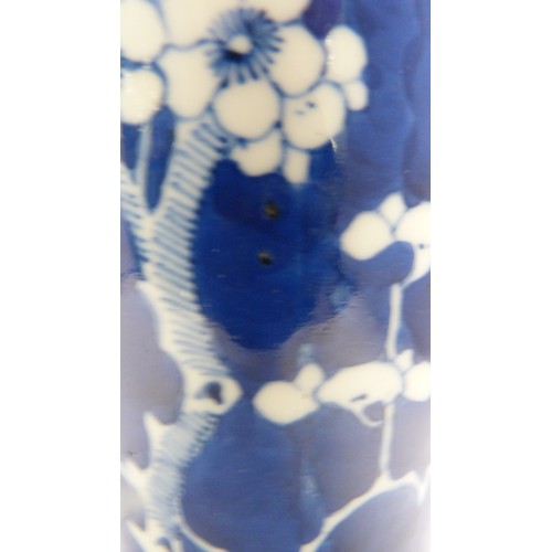195 - Kangxi-style blue and white prunus decorated vase.
