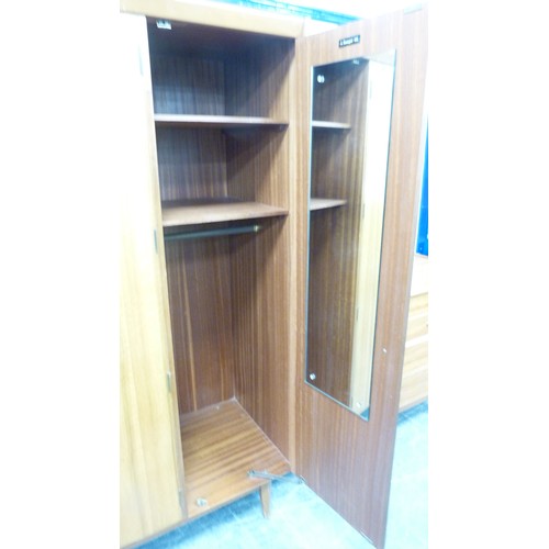 301 - Five-piece mid-century teak bedroom suite by A Younger, c. 1960s, comprising a wardrobe, dressing ta... 
