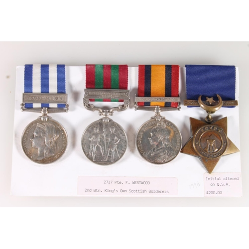 1041 - Medals of 2717 Private F Westwood of the 2nd Battalion King's Own Scottish Borderers comprising Egyp... 