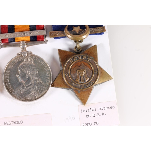 1041 - Medals of 2717 Private F Westwood of the 2nd Battalion King's Own Scottish Borderers comprising Egyp... 