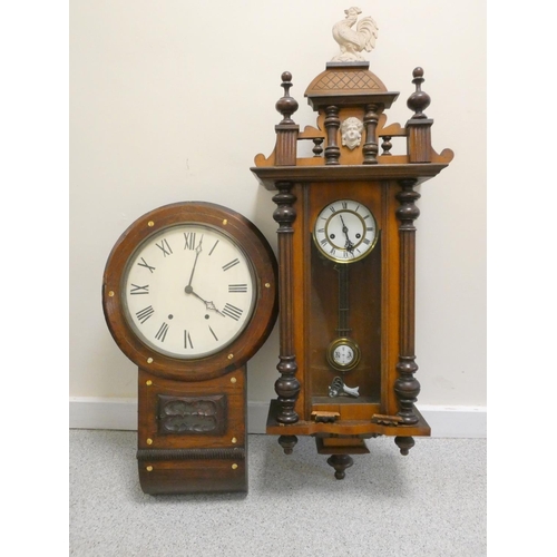 157 - English Victorian pendulum wall clock and a Vienna regulator. (2)