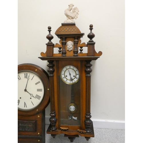 157 - English Victorian pendulum wall clock and a Vienna regulator. (2)