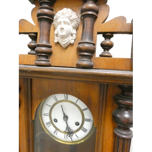 157 - English Victorian pendulum wall clock and a Vienna regulator. (2)