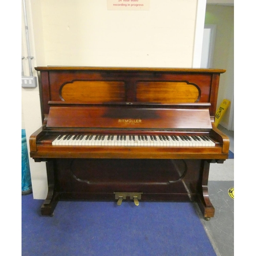 161 - 20th century Ritmüller upright piano in mahogany case. This item contains ivory and has been registe... 