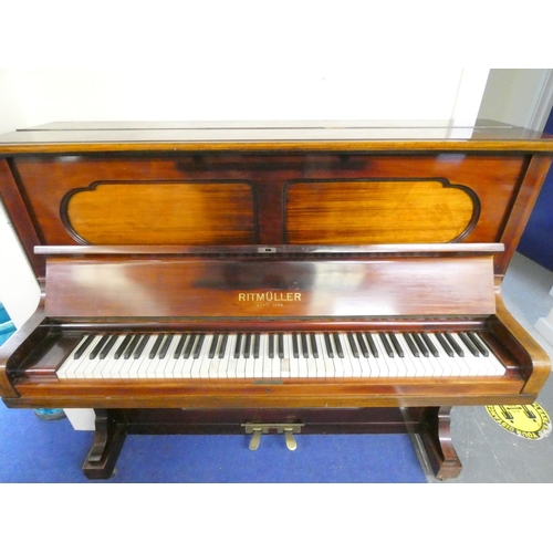 161 - 20th century Ritmüller upright piano in mahogany case. This item contains ivory and has been registe... 