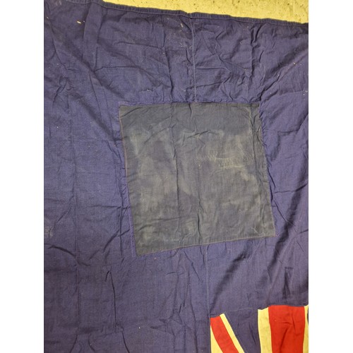 672 - Two vintage flags blue and red with union jack, red is 115cm x 170cm, blue is 100cm x 190cm