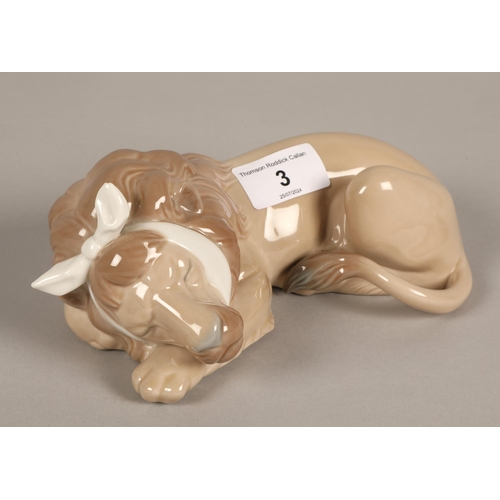 3 - Two Lladro animals, sleeping lion and a sad polar bear