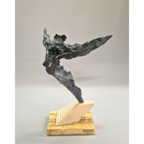 44 - Josep Bofill, 'Liberty',  sculpture of a winged lady on stone base, ltd. edition 1424/4000, with cer... 