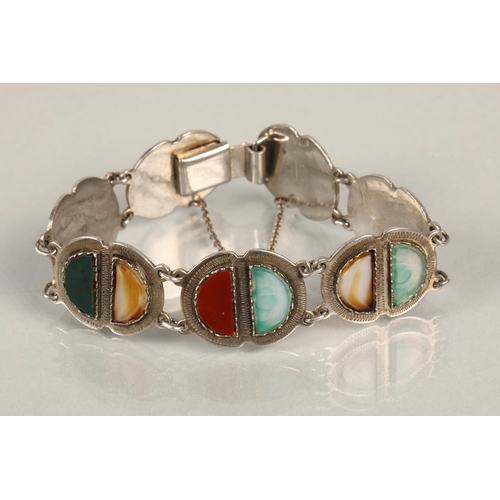 71 - Silver bracelet set with bloodstone and other stones, Edinburgh hallmark