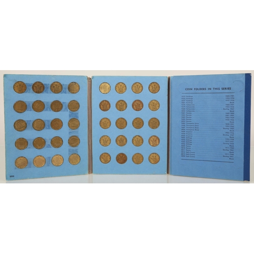 80 - Three British coin collecting folders including Threepence Brass, Half Pennies 1937-, and Half Crown... 