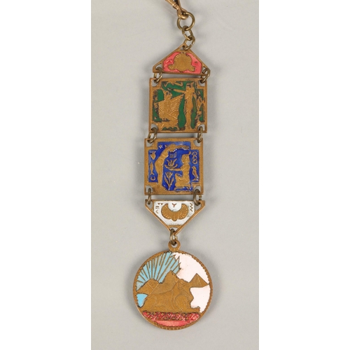 85 - Two souvenir watch fob chains, Oriental style and Egyptian with enamel detailing