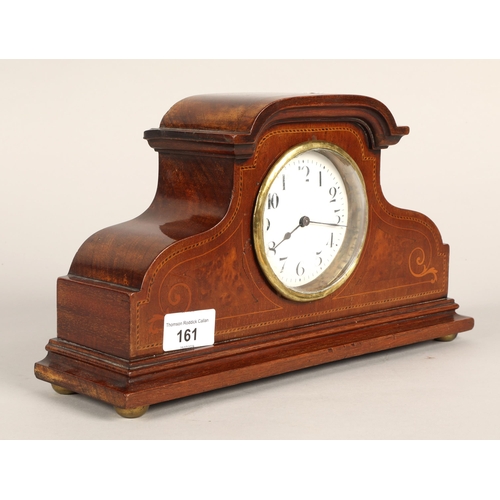 161 - Antique mantel clock with walnut and marquetry inlay