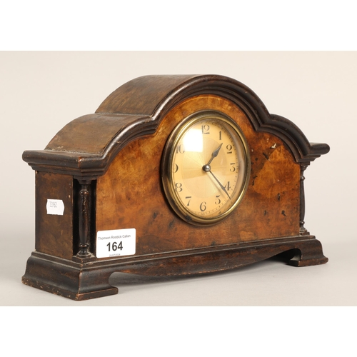 164 - Mahogany and walnut antique mantel clock