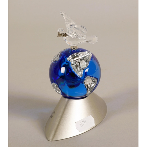 172 - Swarovski Crystal Planet Vision 2000 dove on globe, with box