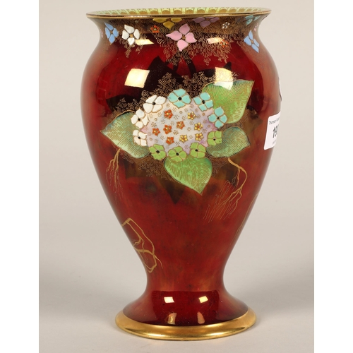 190 - Carlton Ware Hydrangea pattern vase 20cm h