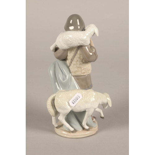 202 - Lladro figurine shepherd boy with lamb and sheep