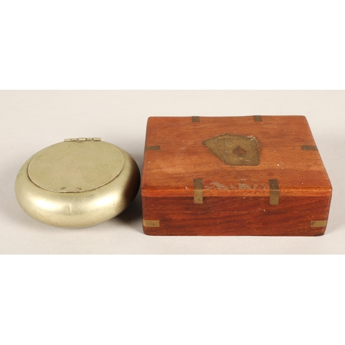 204 - Meerschaum pipe in fitted case, a brass Zippo lighter USS Simon Lake AS-33 engraving, a wooden box w... 