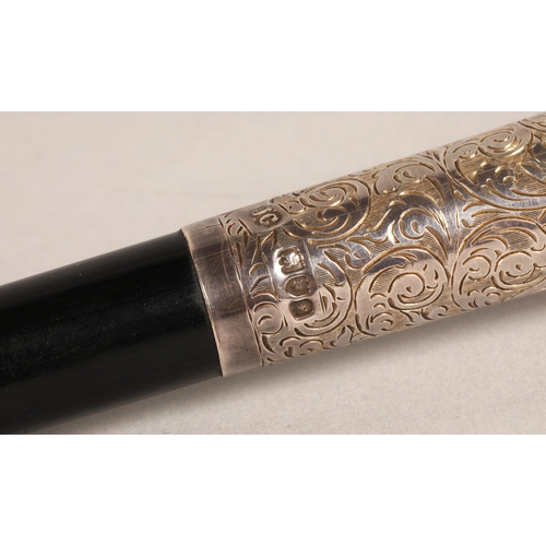 206 - Conductor's baton with hallmarked silver detailing, London 1900, 'Presented to Mr Allan Craig, Condu... 