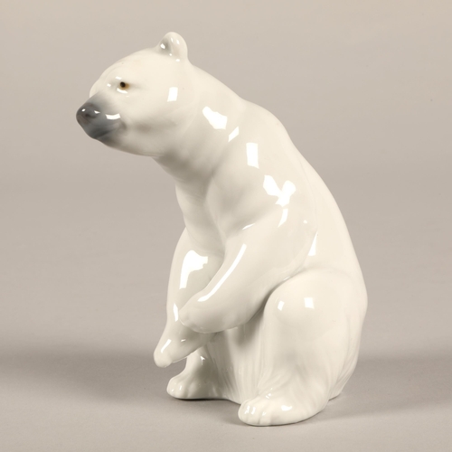 208 - A Lladro polar bear and a Royal Copenhagen pin dish