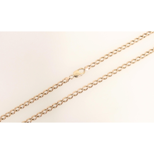 406 - 9ct gold flat curb link necklace, 19.1g.