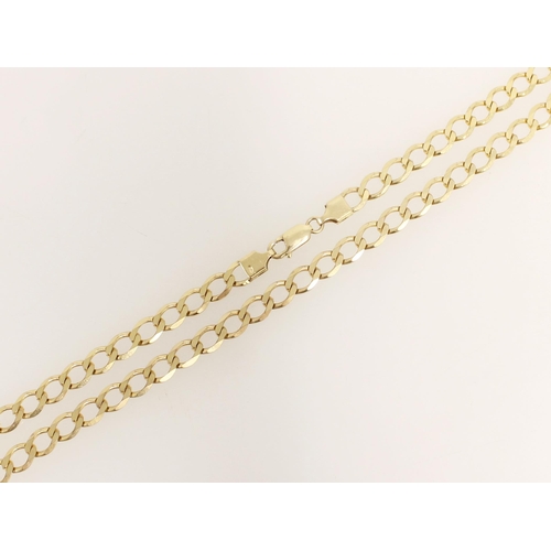 419 - 9ct gold flat curb link chain necklace, 19.9g.