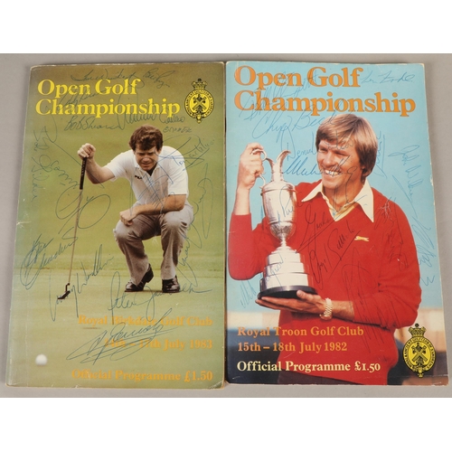 248 - Assorted signed golf programmes to include Seve Ballesteros, Tony Jacklin, Bob Shaw, Royal Troon, Du... 