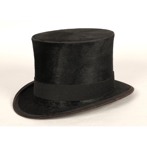 530 - Top hat by John Gibson of Ayr & bowler hat by The Grover Hatter of Glasgow with leather case... 