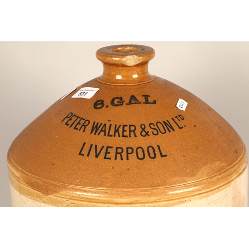 531 - Peter Walker & Son Ltd of Liverpool 6 gallon flagon, 58cm high