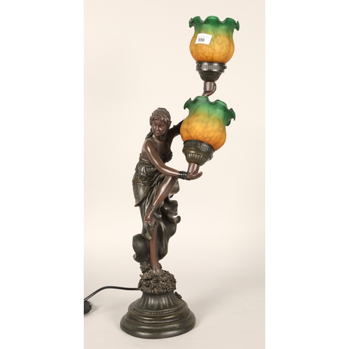 556 - Modern table lamp in form of lady, 63cm high