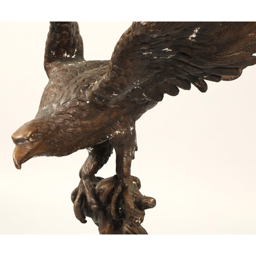 620 - Large bronzed model of an eagle, 86cm to highest wing tip