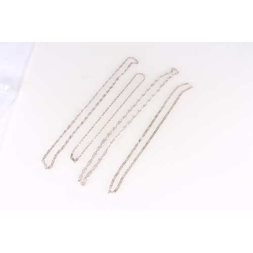 438 - Four silver necklaces, 128g.